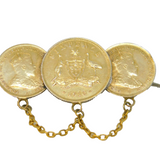 Australian King Edward VII Sixpence & Threepence Coin Brooch Antique 1910