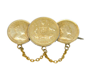 Australian King Edward VII Sixpence & Threepence Coin Brooch Antique 1910