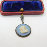 Sterling Silver Wedgwood Jasperware Classical Charm Pendant Vintage c1970