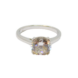 Sterling Silver Large CZ Solitaire Engagement Ring Modern c2000 Size P