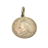 Victorian Sterling Silver Sixpence Coin Charm Pendant Antique 1887