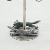 19th Century Sterling Silver Owl & Fox Form Jewellery Stand Antique c1890s