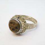20th Century Ancient Style White Metal Agate Signet Ring Antique c1920