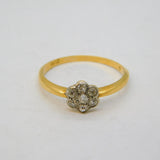 Victorian 18ct Yellow Gold & Diamond Daisy Floral Cluster Ring Antiuqe