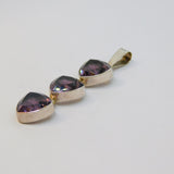 Sterling Silver Triple Amethyst Chunky Hinged Charm Pendant Vintage c1970