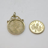 Sterling Silver Sixpence Coin Charm Pendant Vintage 1965