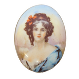 Art Deco Painted Porcelain Plaque Depicting a Lady Antique c1920s