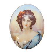 Art Deco Painted Porcelain Plaque Depicting a Lady Antique c1920s