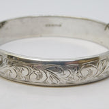Charles Horner Sterling Silver Floral Pattern Cuff Bangle Bracelet Vintage 1964