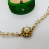 Sterling Silver Gilt Clasp Graduating Simulated Pearl Necklace Vintage c1980