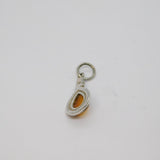 Sterling Silver Baltic Amber Peardrop  Cabochon Charm Pendant Vintage c1970