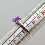 Sterling Silver Amethyst & White Sapphire Dress Ring Vintage c1970 Size P 1/2