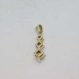 Sterling Silver Graduating Offset Squares CZ Drop Pendant Modern c2000s