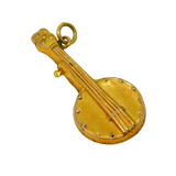 9ct Yellow Gold Banjo Guitar Charm Pendant Antique c1930 Art Deco