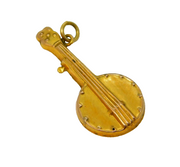 9ct Yellow Gold Banjo Guitar Charm Pendant Antique c1930 Art Deco
