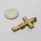 Victorian Sterling Silver Gilt Floral Cross Charm Pendant Antique 1896