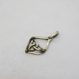 Sterling Silver Arts & Crafts Brass Set Celtic Charm Pendant Vintage c1970s