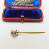 Sterling Silver Hunting Crop & Good Luck Horseshoe Stick Pin Antique Victorian
