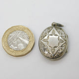 Victorian Sterling Silver Floral Pattern Sweetheart Locket Pendant Antique