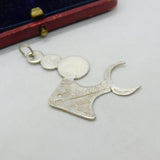 Abstract Sterling Silver Fish & Bubbles Pendant Modern 2019 Birmingham Hallmarks