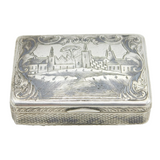 19th Century Russian Silver Countryside Scene Snuff Box Antique Moscow c1860s