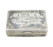 19th Century Russian Silver Countryside Scene Snuff Box Antique Moscow c1860s