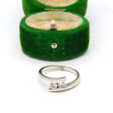 Sterling Silver CZ Set Crossover Ring Vintage c1970 Size L