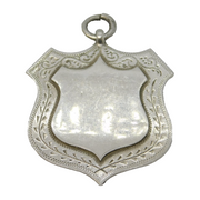 Victorian Sterling Silver Large Shield Fob Medal Antique c1900