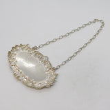 Sterling Silver Floral Pattern Sherry Decanter Label Vintage 1972 London
