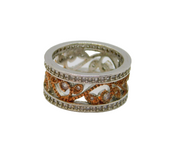 Sterling Silver Two Tone CZ Set Swirly Pattern Dress Ring Vintage c2000 Size K