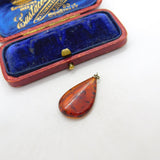 Sterling Silver Pressed Amber Drop Charm Pendant Vintage c1970