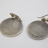 Irish Sterling Silver Pair of Irish Zodiac Symbol Hook Earrings Vintage Dublin