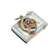 Sterling Silver & Enamel WW1 Allied Flags Vesta Case Antique Birmingham