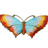 Sterling Silver & Colourful Enamel Butterfly Brooch Pin Antique c1940 Art Deco