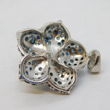 Sterling Silver, Sapphire & Pearl Floral Drop Pendant Vintage c1990s