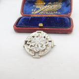 Victorian Sterling Silver Swirl & Floral Pattern Brooch Antique c1860 Kitemark