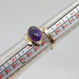 .800 Silver Cabochon Amethyst Wrap Around Studio Ring Vintage c1970 Size M