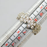 Sterling Silver CZ Flowers Band Dress Ring Contemporary c2000 Size I