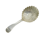Scottish Victorian Sterling Silver Shell Bowl Tea Caddy Spoon Antique 1840