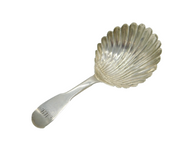 Scottish Victorian Sterling Silver Shell Bowl Tea Caddy Spoon Antique 1840