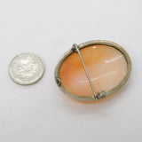 Art Deco Sterling Silver Mounted Carved Shell Cameo Brooch Antique c1920s