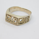Sterling Silver Greek Key Design Signet Band Ring Vintage c1970 Size U