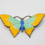 Sterling Silver & Colourful Enamel Butterfly Brooch Pin Antique c1940 Art Deco