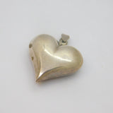 Sterling Silver Large Puff Heart Studio Charm Pendant Contemporary c1990s