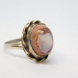 Sterling Silver Cabochon Cut Host Rock White Opal Dress Ring Vintage c1970