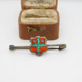 Sterling Silver Enamel Crested Bar Brooch 'NCAA, 1920' Antique 1920 Birmingham