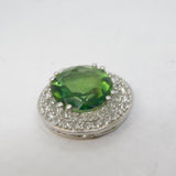 Sterling Silver Green & White Paste Charm Pendant Vintage c1970