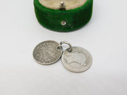 Victorian Sterling Silver Groat & Threepence Coin Charm Antique 1883