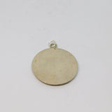 Sterling Silver Double Layer Patterned Heavy Disc Charm Pendant Vintage c1970