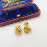 Gold on Sterling Silver Woven Ball Form Stud Earrings Modern